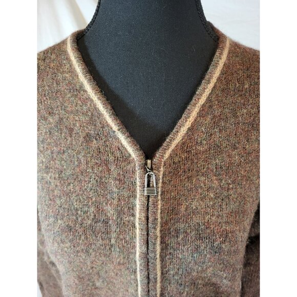 Best Authentic Brown Full Zip Womans Cardigan Sweater Size M - Picture 2 of 6